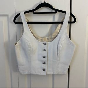 Vintage 80s White Leather Caché Bustier